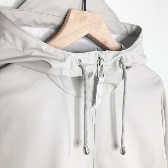 New Rains Waterproof W Coat Rain Jacket Hooded Long Light Hiking Casual Zip Up - Picture 10 of 15
